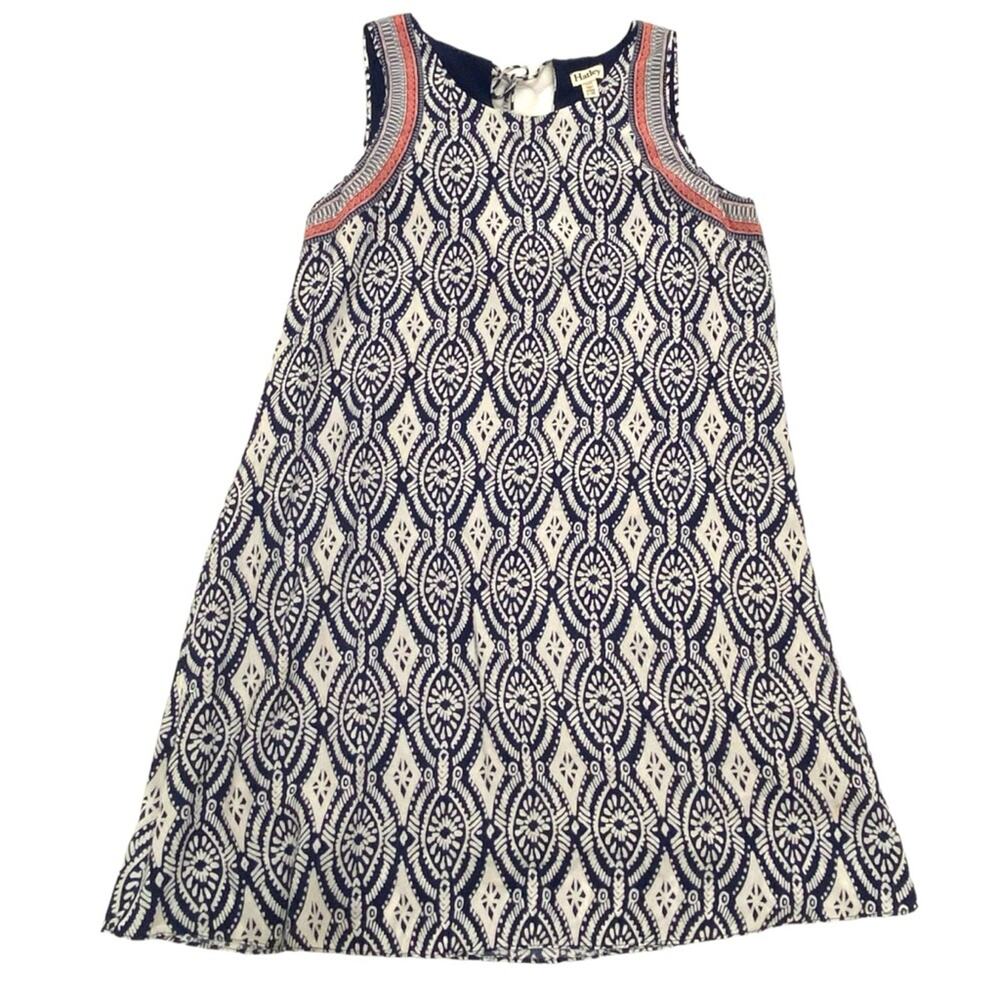 Hatley Size Medium 100% Viscose Geometric Coastal Sleeveless Dress Fully Lined